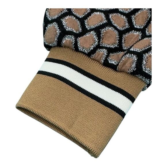 H&M X GP&J Baker Women's XS Brown Black Gold Metallic Honeycomb LS Shirt - Picture 5 of 8